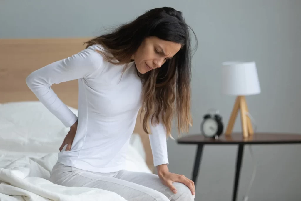 senior woman suffering from sciatic nerve pain.