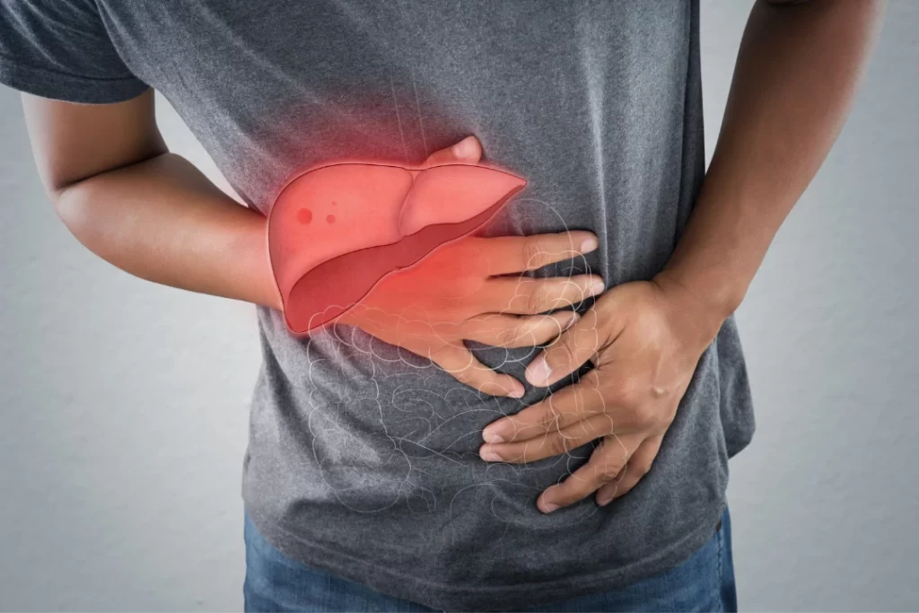 Man suffering from liver problems.