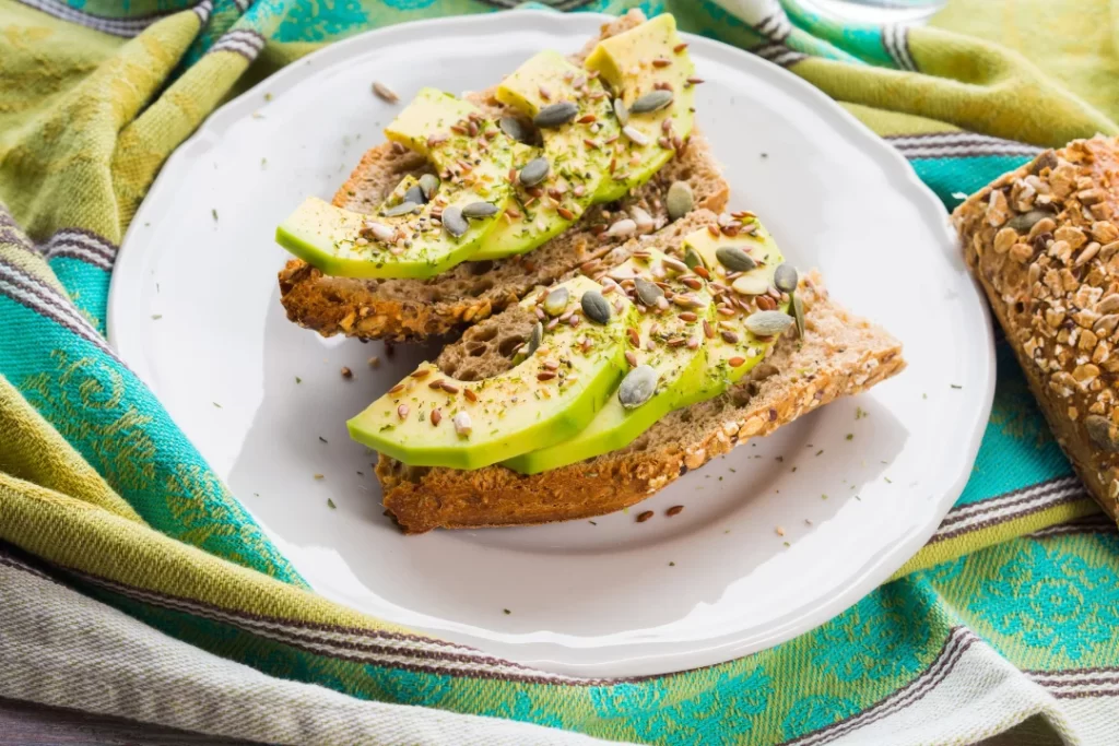 Avocado Sandwich for Healthy Snack with Seeds