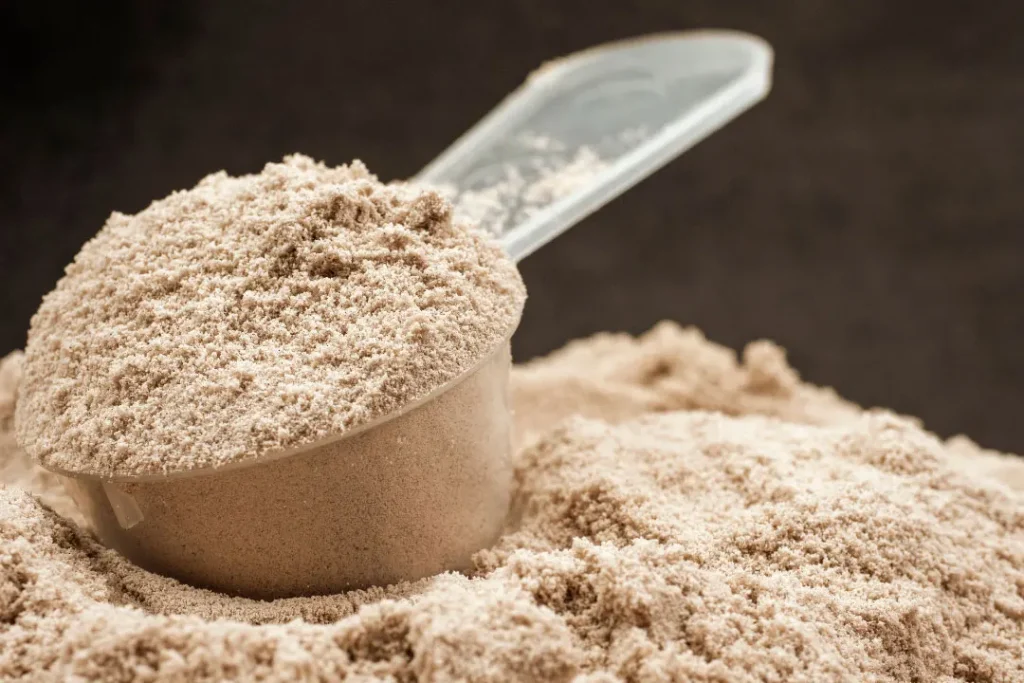 closeup of protein powder