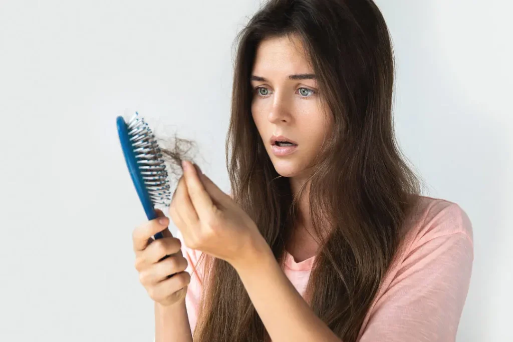 A girl having hair loss.
