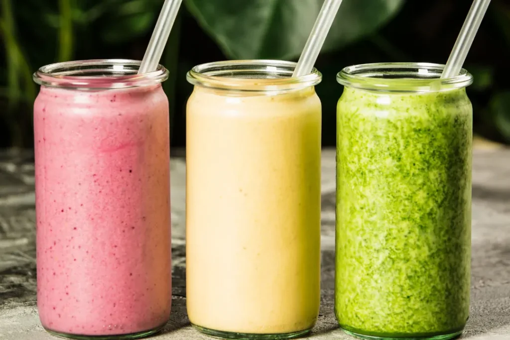 Smoothies in different flavor. 