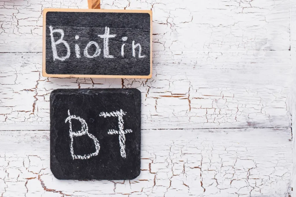 Biotin is good for hair health. 