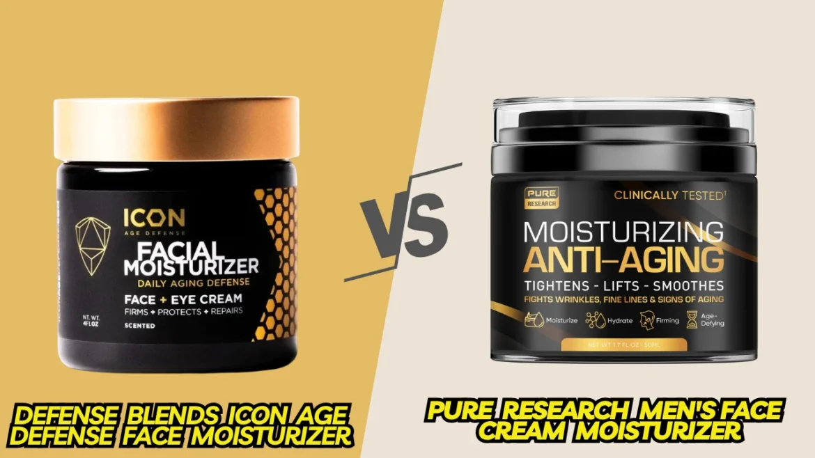 Pure Research Men's Face Cream Moisturizer vs. Defense Blends Icon Age Defense Face Moisturizer