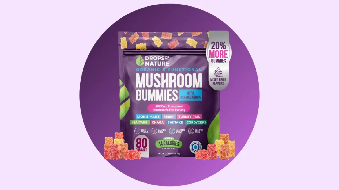 Drops of Nature Ashwagandha & Lion's Mane Supplement Gummies Mushroom Gummy