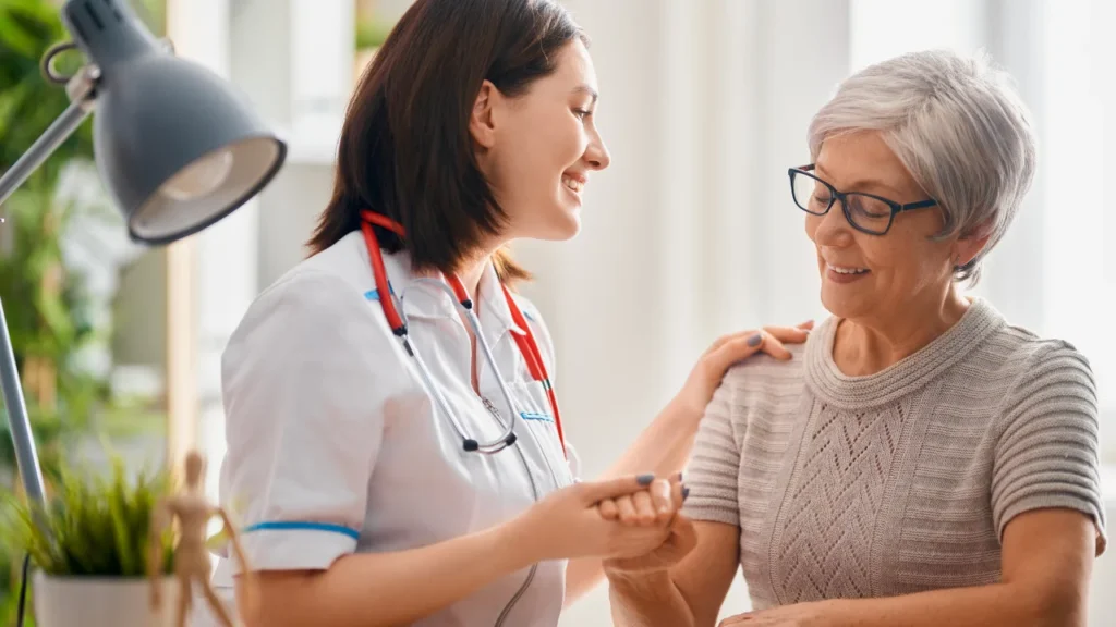 Old lady consulting with female doctor regarding moringa intake